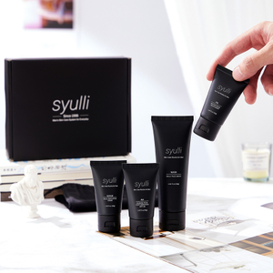 Система ухода за мужской кожей Syulli (набор из 4 предметов) – очищение, отшелушивание, дневное увлажнение, ночное восстановление.